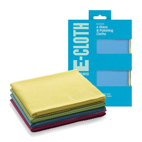 Glass Polishing Cloths 4-Pack - E-CLOTH 4GLPC for Streak-Free Shine