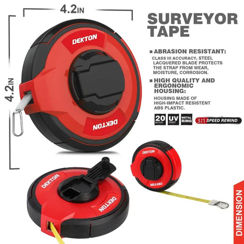 DEKTON 2 IN 1 SURVEYOR TAPE 20MTR. DT55201