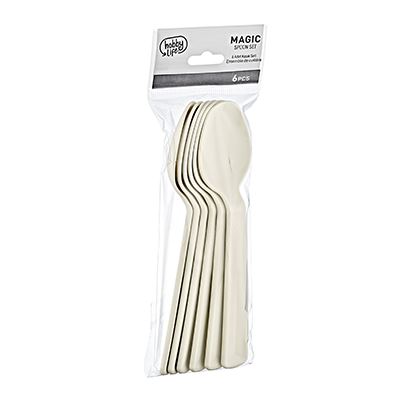 HOBBY LIFE ASSORTED COLOUR MAGIC REUSABLE PLASTIC SPOON 6/PK. 031247