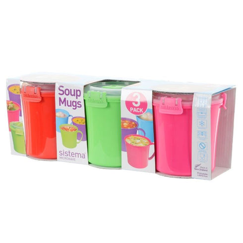 SISTEMA MICROWAVE SOUP MUGS 656ML 3 PACK. 21123