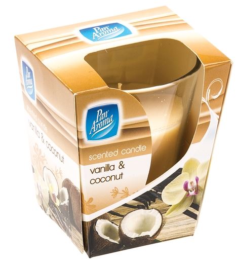 Vanilla Coconut Candle - PAN AROMA Clear Glass, PAN0285