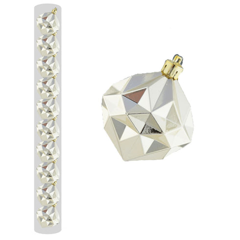 CHRISTMAS TREE GEOMETRIC BAUBLES 60MM 10/PK - CHAMPAGNE. DP55638