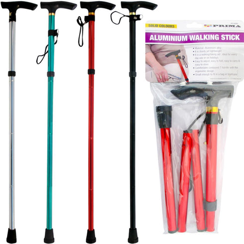 PRIMA ASSORTED ALUMINIUM FOLDING ADJUSTABLE WALKING STICK. 41169C