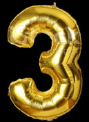 Gold Number 3 Balloon - GSD Giant 86cm Foil Decoration