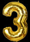 Gold Number 3 Balloon - GSD Giant 86cm Foil Decoration