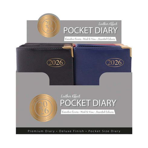 TALLON ASSORTED LEATHER EFFECT WEEK TO VIEW POCKET DIARY 2026 30/PK. TA3633