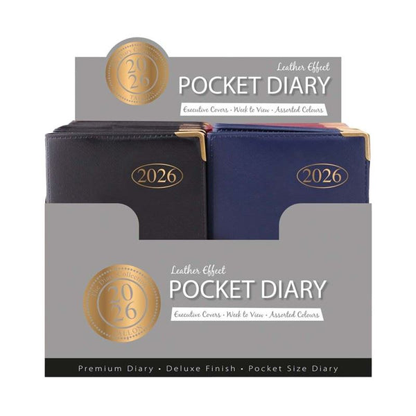 TALLON ASSORTED LEATHER EFFECT WEEK TO VIEW POCKET DIARY 2026 30/PK. TA3633