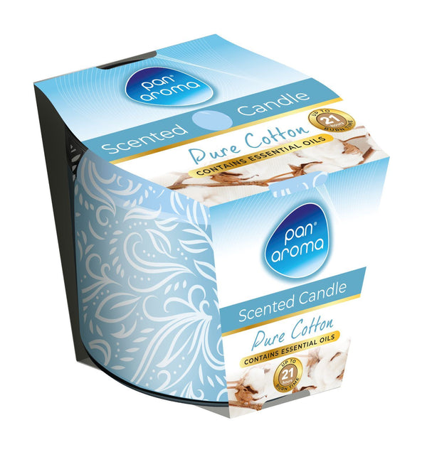 PAN AROMA SCENTED PRINTED GLASS CANDLE - PURE COTTON. PAN0287