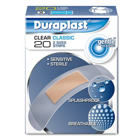 DURAPLAST 2 SIZES CLEAR CLASSIC PLASTER 20/PK. PDCP20C-U
