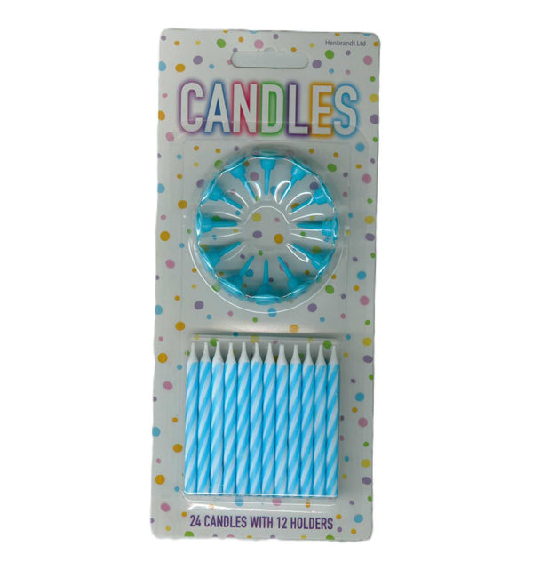 Blue Birthday Candles 24-Pack with Holders - HENBRANDT X50121