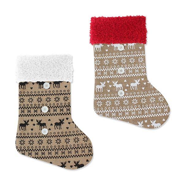 CHRISTMAS HESSAIN REINDEER STOCKING. 8953