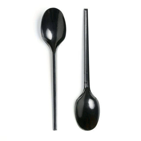 Black Dessert Spoons - Medium Duty Plastic, 100 Pack