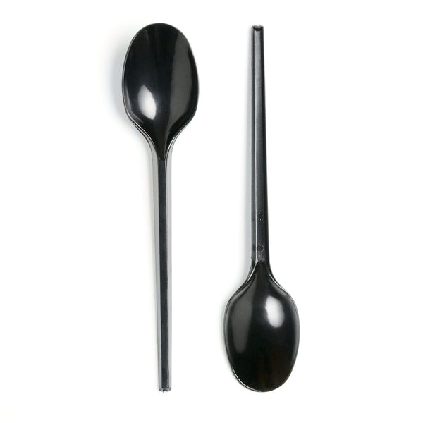 Black Dessert Spoons - Medium Duty Plastic, 100 Pack