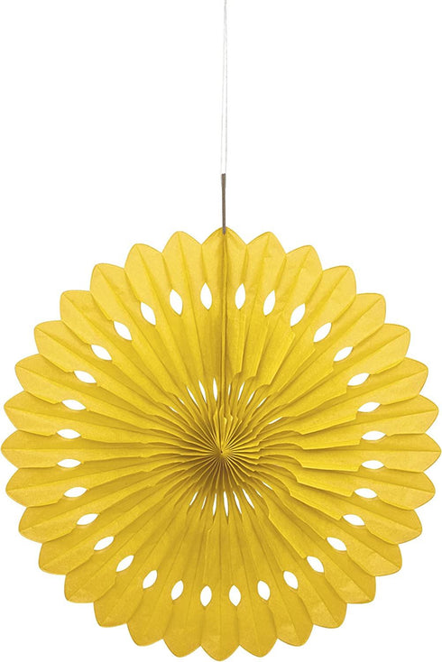Yellow Tissue Paper Fan Decoration 40cm - UNI64261
