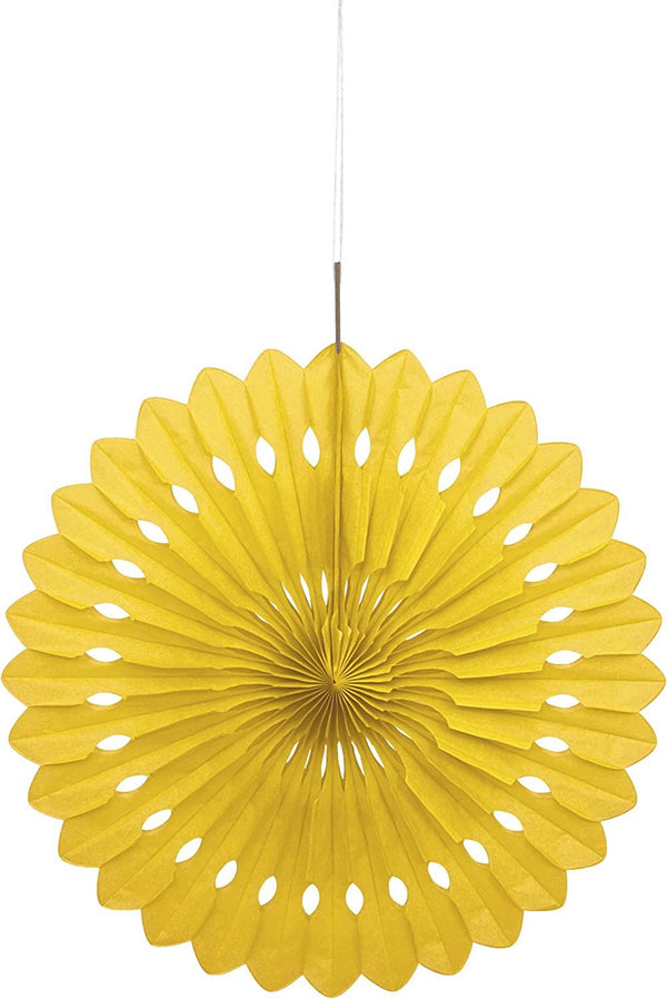 Yellow Tissue Paper Fan Decoration 40cm - UNI64261