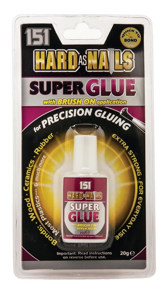 Super Glue with Brush - 151 Hard As Nail Superglue 20G