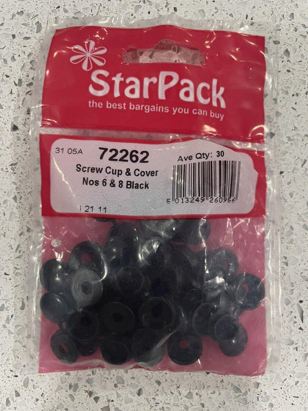 Screw Cup Covers - Black 40 Pack for Sizes 6 & 8 | 72262