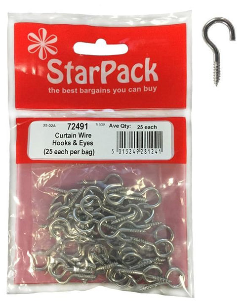 Curtain Wire Hooks and Eyes - 20 Pack Set 72491