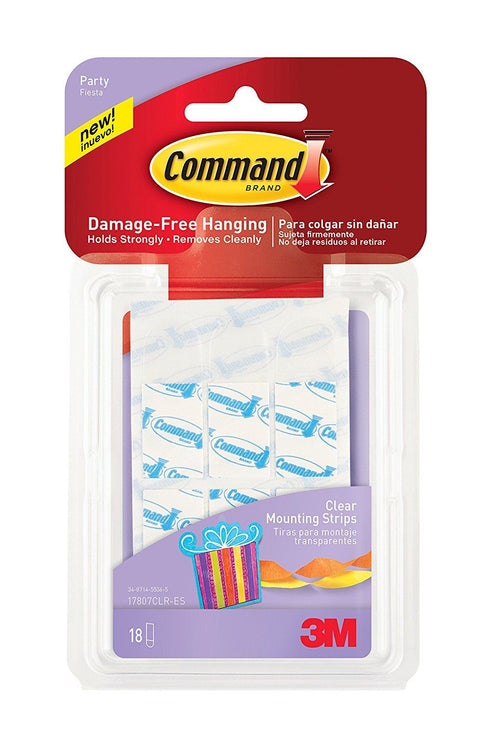 COMMAND PARTY CLEAR MOUNTING STRIPS 18/PK. 17807CLR-ES 399416