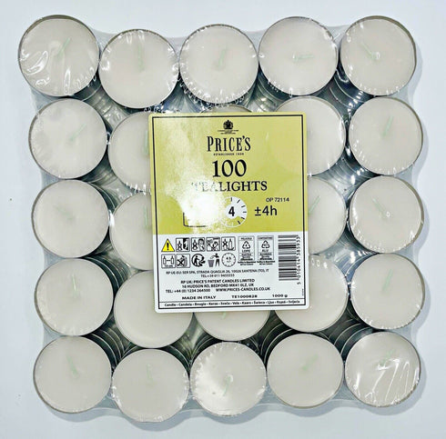 PRICES TEA LIGHT CANDLES 4HRS 100/PK. TE1000828