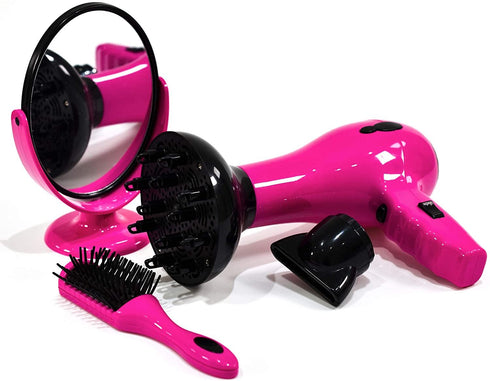 Toy Hair Styler Set - Battery Operated with Hairdryer, Mirror & Brush