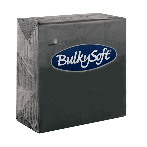 BULKY SOFT 2PLY 4 FOLD NAPKINS 33CM X 33CM 100/PK - BLACK / NERO. 32400