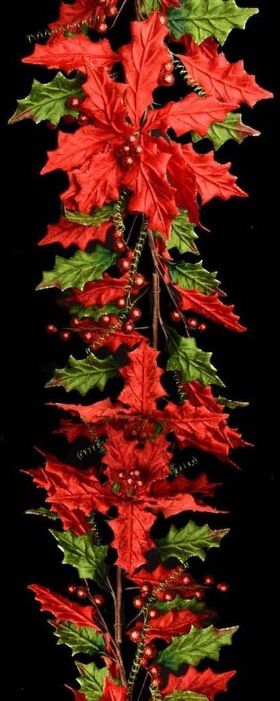 LUXURY VELVET POINSETTIA GARLAND 180CM. 54501