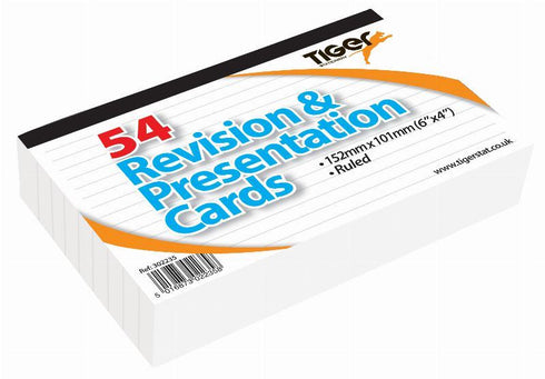 Presentation White Cards 6x4 - Tiger Revision Cards 54/Pack