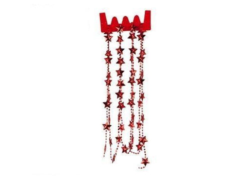 STAR BEAD CHAIN GARLAND 2.7M RED IDEAL FOR TREE ROOM DECORATIONS ( 54126). PI451910R