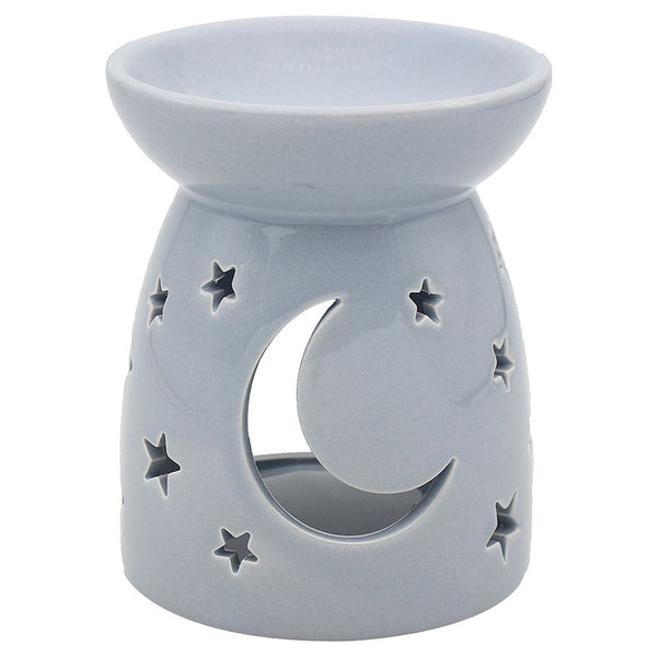 Ceramic Wax Burner - Leonardo Grey Moons & Stars LP48040