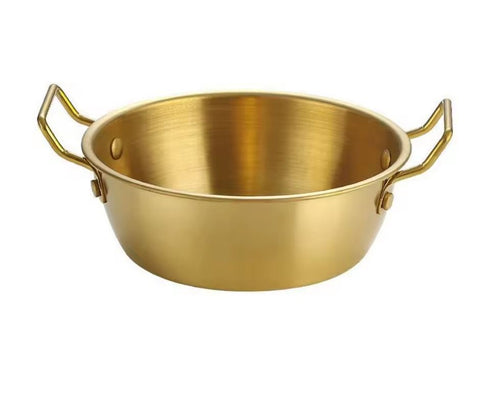 GOLD PLATED SERVING BLATI DISH WITH HANDLE 15CM. TS60609
