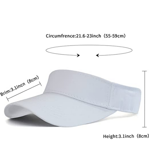 WHITE COTTON ADJUSTABLE VISOR HAT / SUN HAT 58CM. TY0437