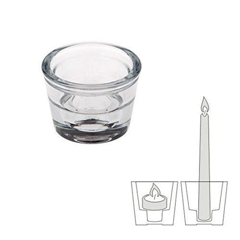 TWO IN ONE CANDLE HOLDER GLASS CRYSTAL CLEAR ROUND. 82311