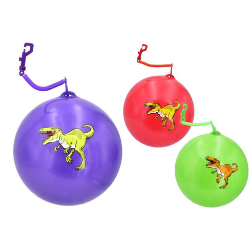 KANDY TOYS INFLATABLE DINOSAUR BALL WITH KEYRING - 3 ASS COLOUR. TY6857