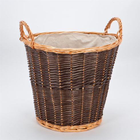 INGLENOOK ROUND WILLOW BASKET WITH LINER. FIRE165