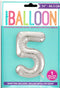 Silver Number 5 Balloon - Perfect for 5th Birthday Celebrations