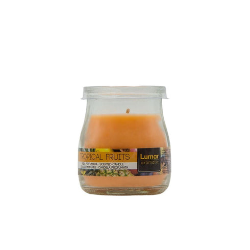 LUMAR AROMATIC TROPICAL FRUITS SCENTED YOGURT GLASS CANDLE JAR 100GM 24HRS. PS109030