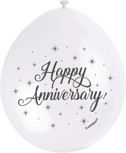 Anniversary Latex Balloons - White 10 Pack UNI56070