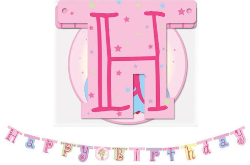 BIRTHDAY PINK BANNER PRINCESS FAIRY. 5792