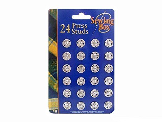 Sewing Box 24 Press Studs Silver Cloth Poppers Button Dressmaking Snap Fasteners