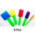 5 COLOUR FOAM CRAFTING SPONGES PLASTIC BRUSH. CR0529