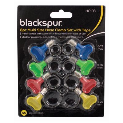 Hose Clamp Set - BLACKSPUR Multi Size with Tumble Screws 8/PK HC103