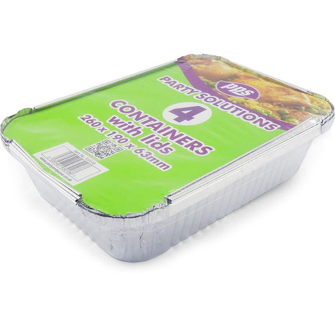 Foil Containers with Lids - PPS93018 4-Pack 260x190x63mm