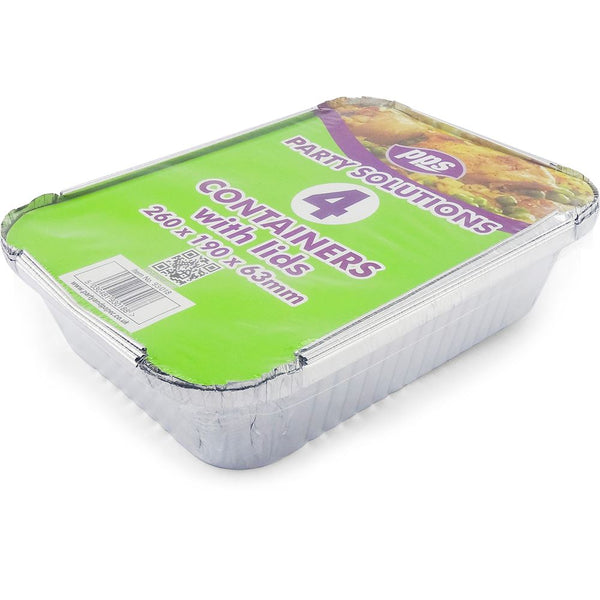 Foil Containers with Lids - PPS93018 4-Pack 260x190x63mm