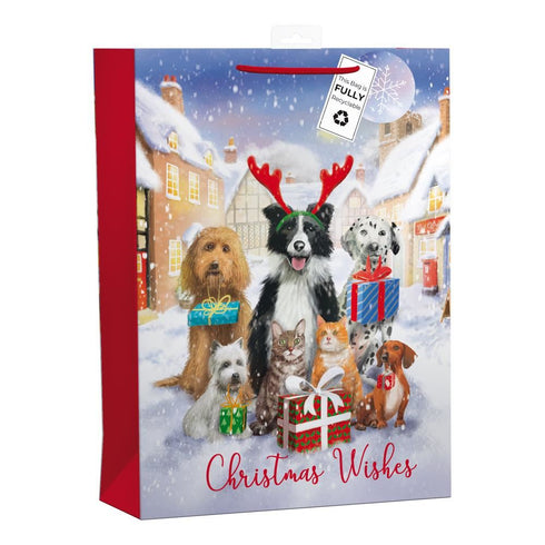 GIFTMAKER CHRISTMAS PETS EXTRA LARGE GIFT BAGS APX 47 X 33 CM. XAPGB38X