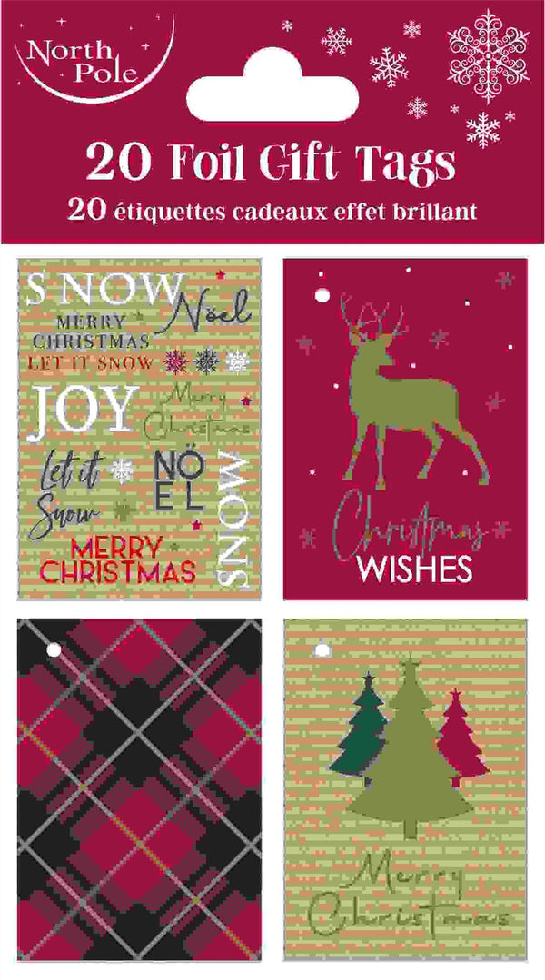 NORTH POLE CHRISTMAS TARTAN GIFT TAGS 20/PK. X29706GTCC
