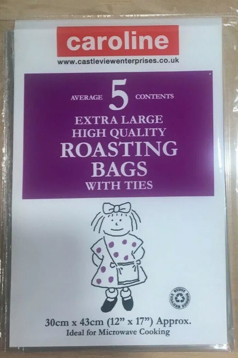 Roasting Bags Large - 30x43cm Pack of 5 with Ties | Caroline 1128