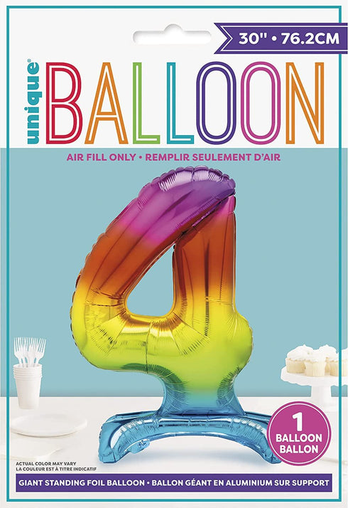 Giant Number Balloon - Rainbow 76cm Foil Number 4 | UNI13264