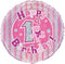 1st Birthday Foil Balloon - Pink Holographic 18 Inch | UNIQUE PARTY