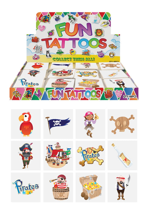 Pirate Mini Tattoos - 48 Pack x 12 Designs for Parties N51040